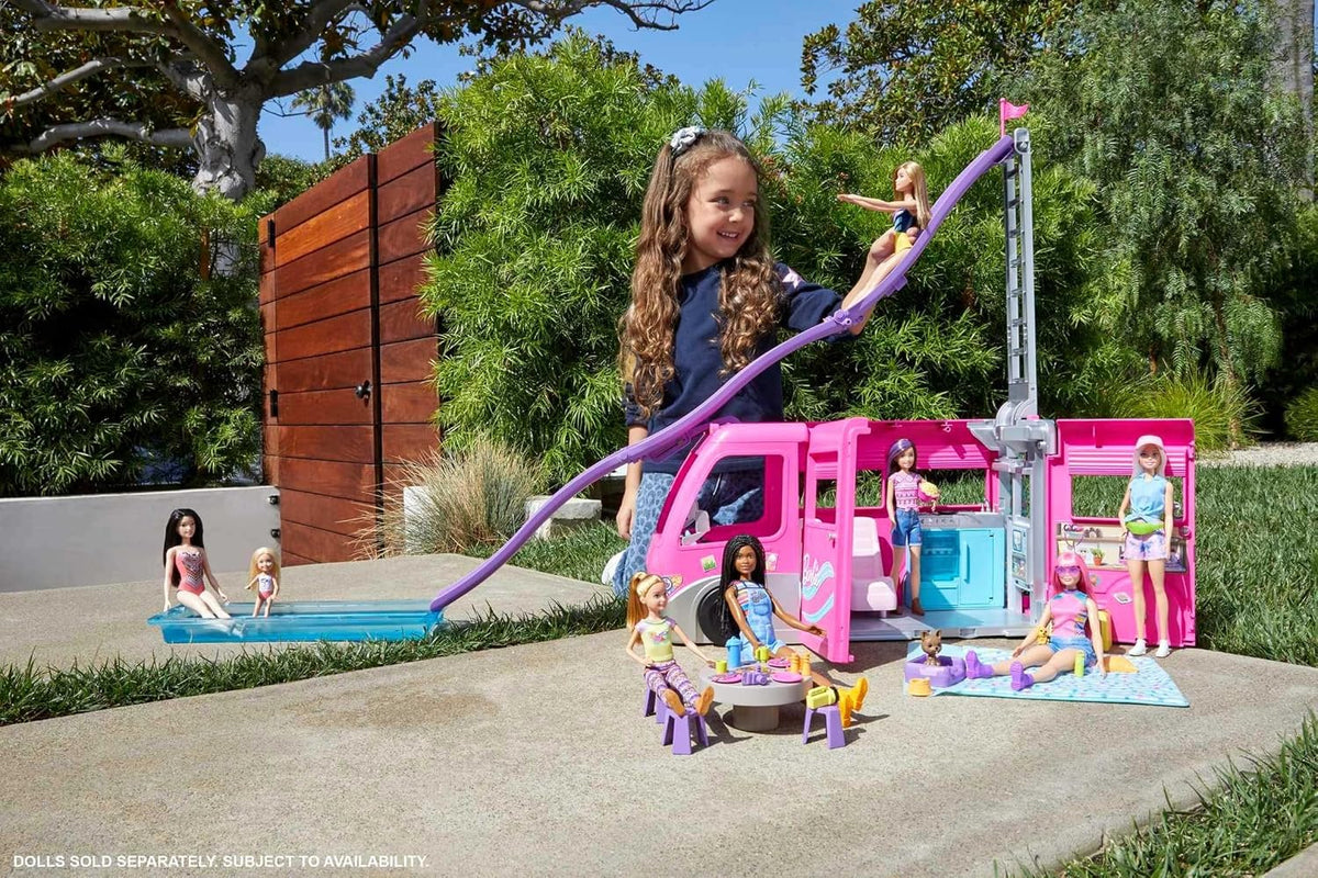 Barbie DreamCamper Juego y accesorios para acampar | Incluye tobogá...