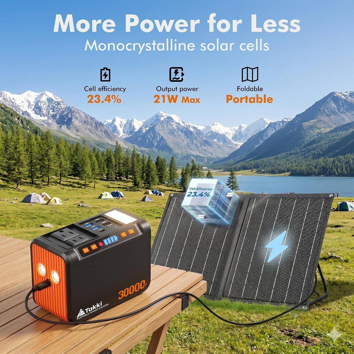 Takki Generador solar portátil de 111 Wh con panel solar plegable d...