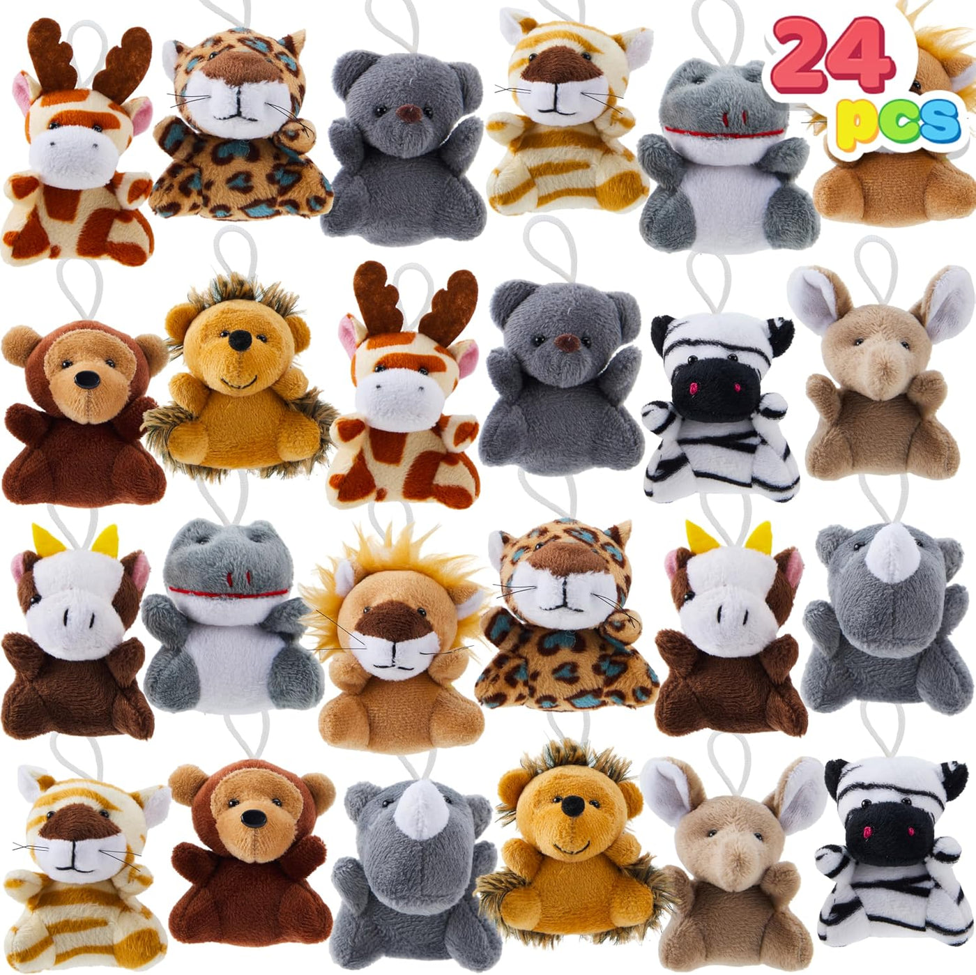 JOYIN 24 piezas de mini juguetes de peluche de animales de safari (...