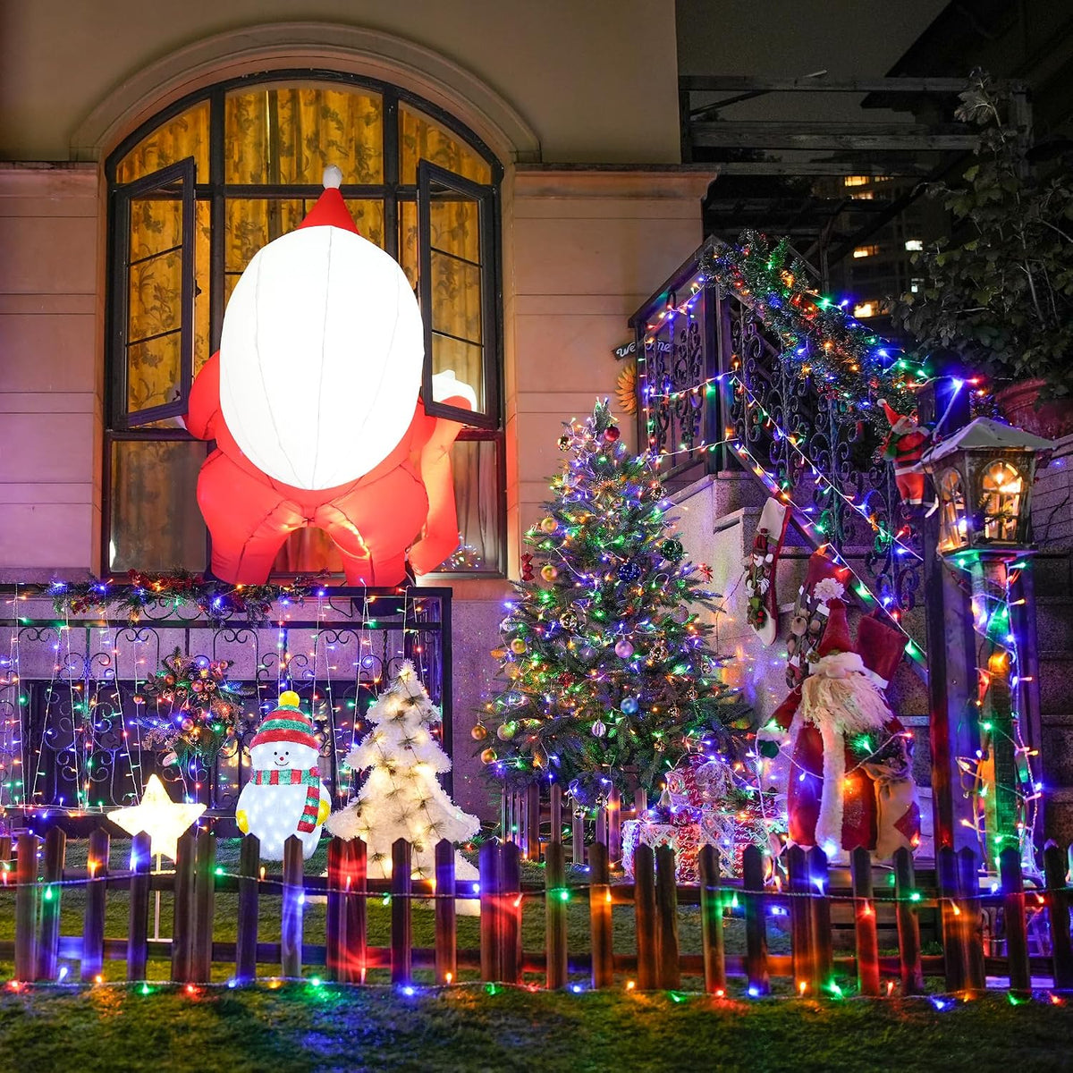 JMEXSUSS 300 luces LED multicolor para árbol de Navidad, cable tran...