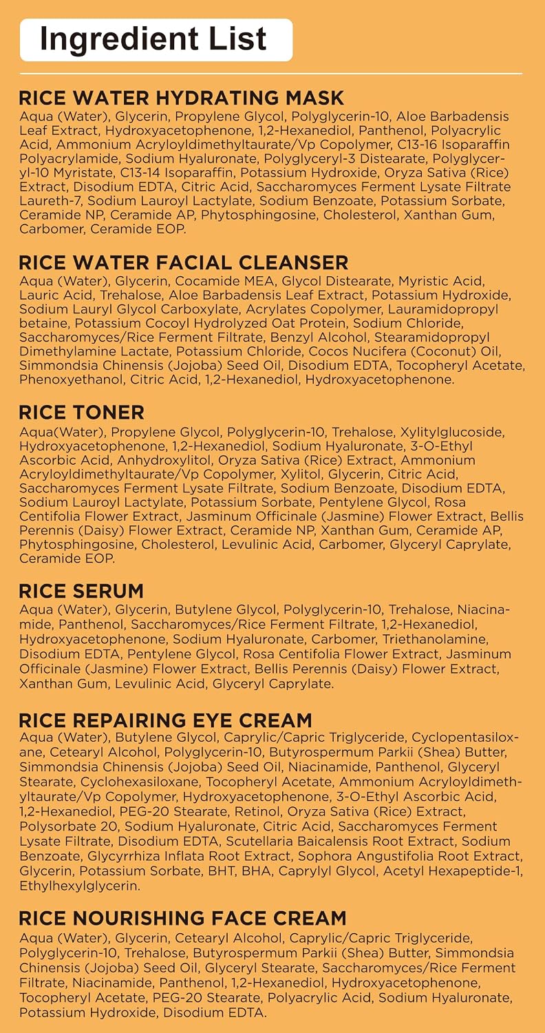 Set de cuidado de la piel con extracto de arroz coreano para hidrat...