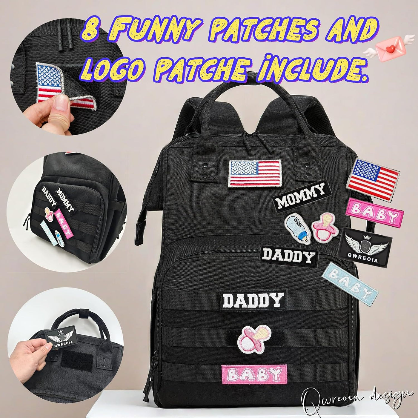 QWREOIA Mochila para pañales para papá y mamá con puerto de carga U...