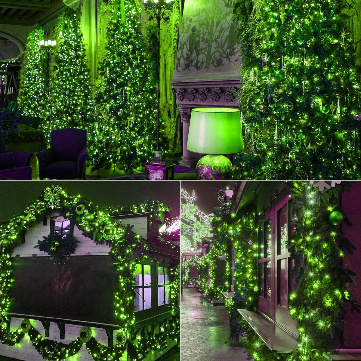 Luces navideñas para exteriores Brizled, color verde, mini cadena d...