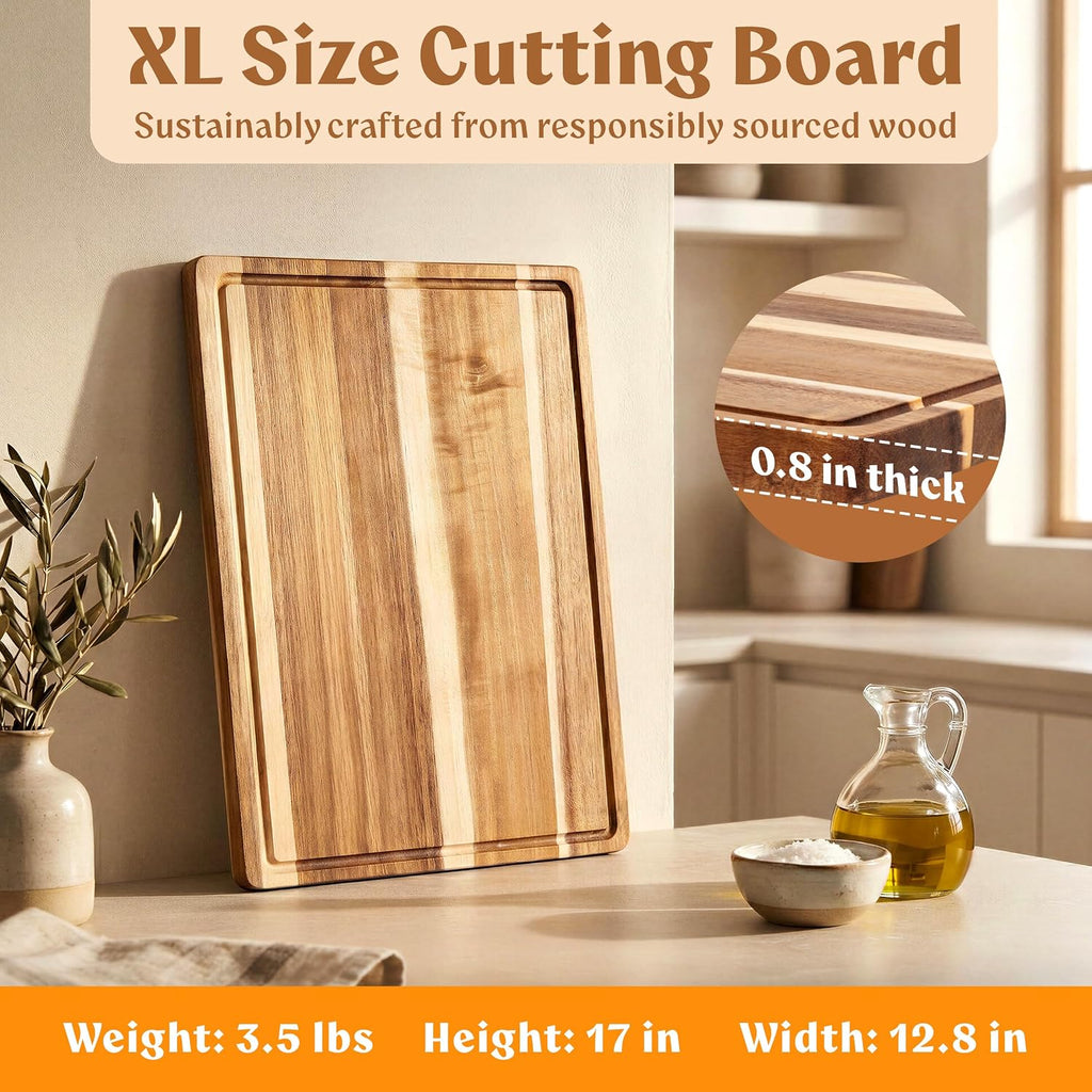 EDELHAUS Tabla de cortar de madera de acacia extra grande 17x13, ra...