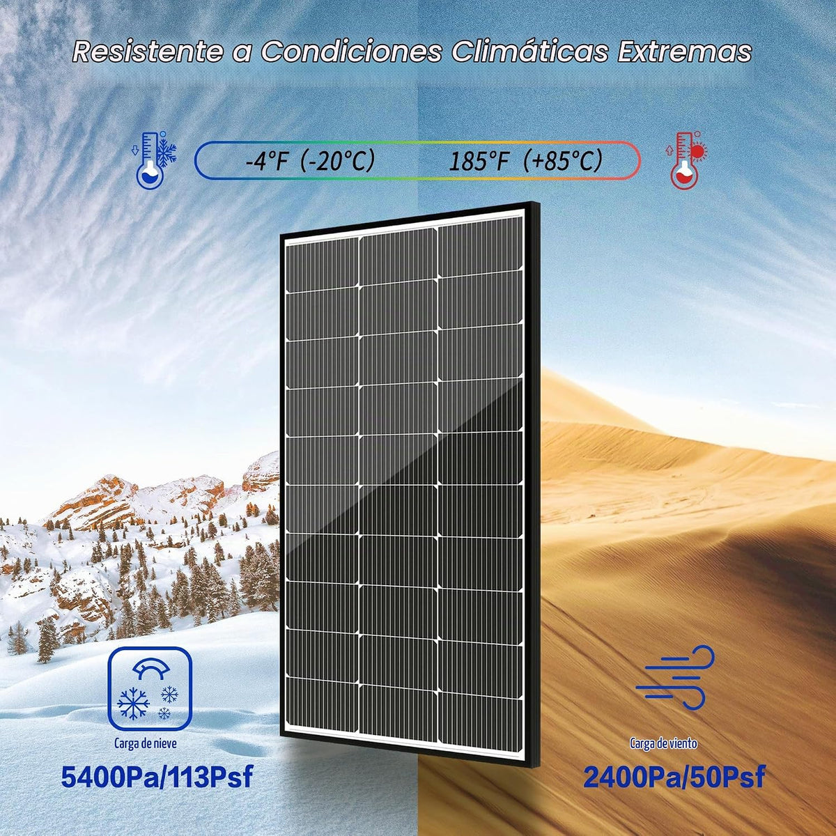 JJN Panel solar de 100 W, paneles solares de 12 voltios de alta efi...