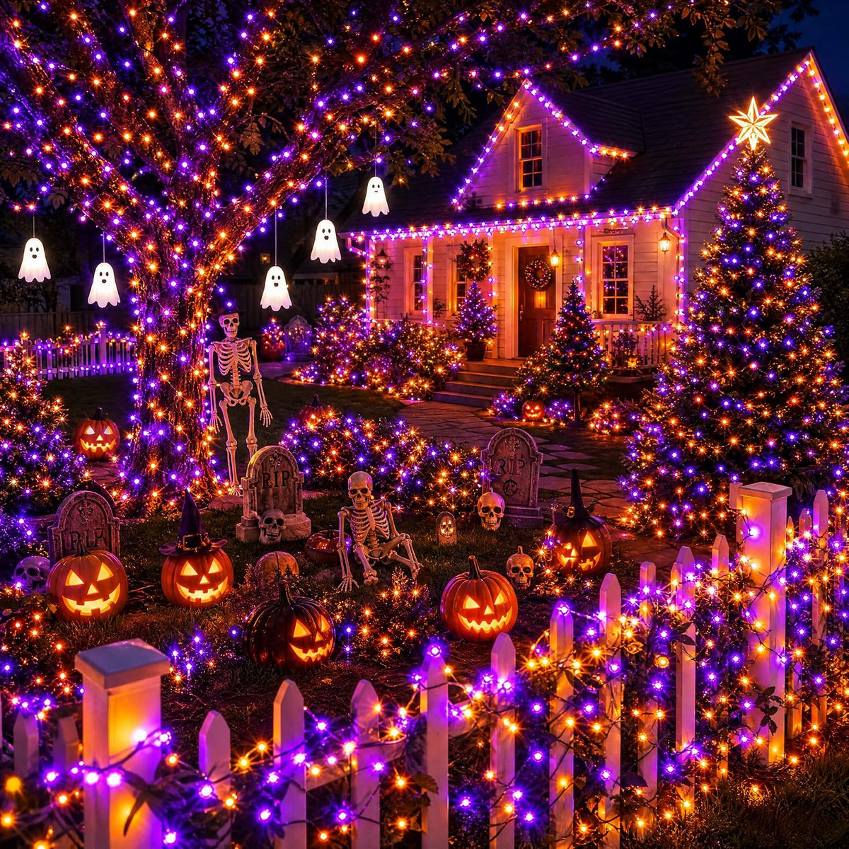 Dazzle Bright - Guirnalda de luces para Halloween, 300 LED, 100 pie...