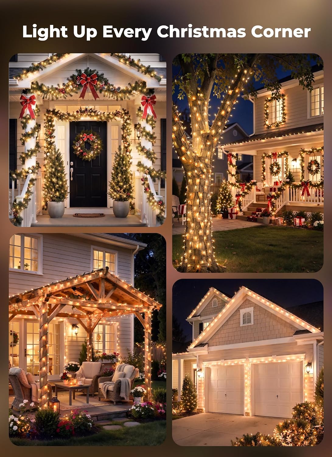 Brightown Luces de Navidad enchufables, 200 luces LED transparentes...