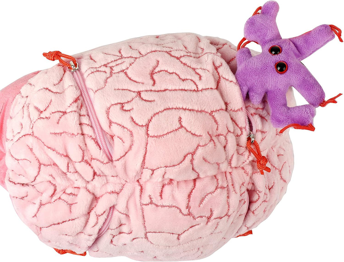 GIANT MICROBES Peluche de cerebro de lujo de 9.5 pulgadas, incluye...