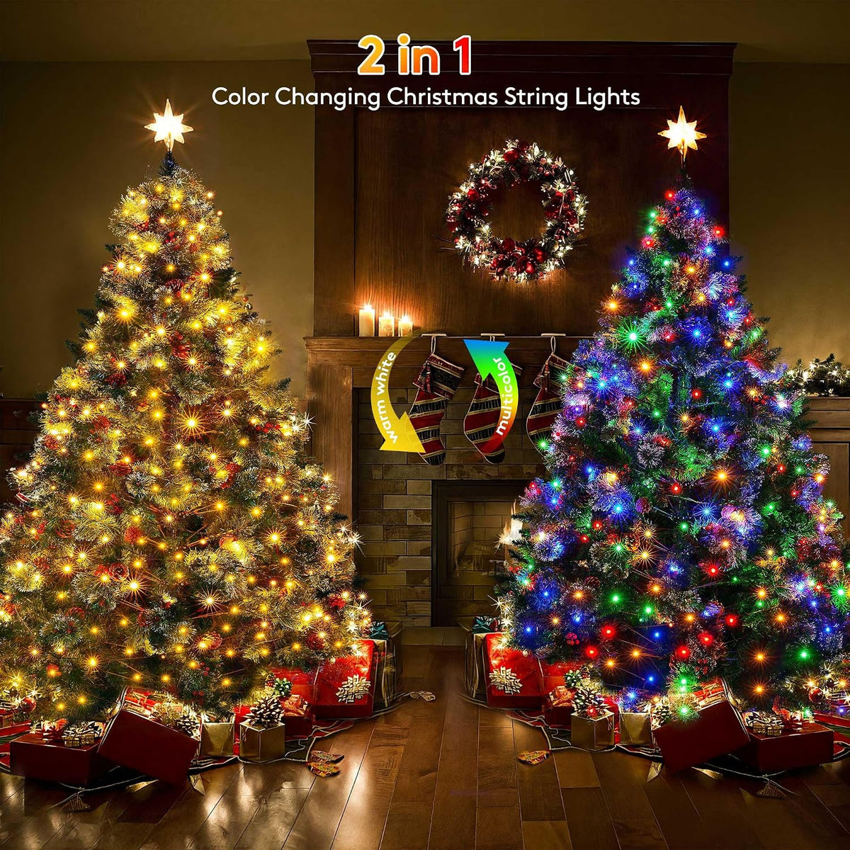 BlcTec - Luces de Navidad, 300 LED, 33 m, certificadas por UL, luce...