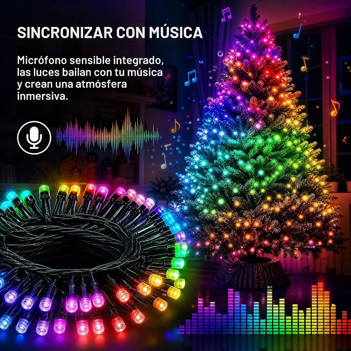 Dazzle Bright 33FT 100 luces LED que cambian de color para Navidad...