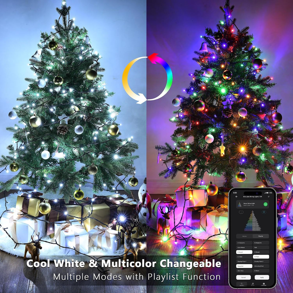 Brizled Guirnalda de luces inteligentes de Navidad, 300 luces LED q...