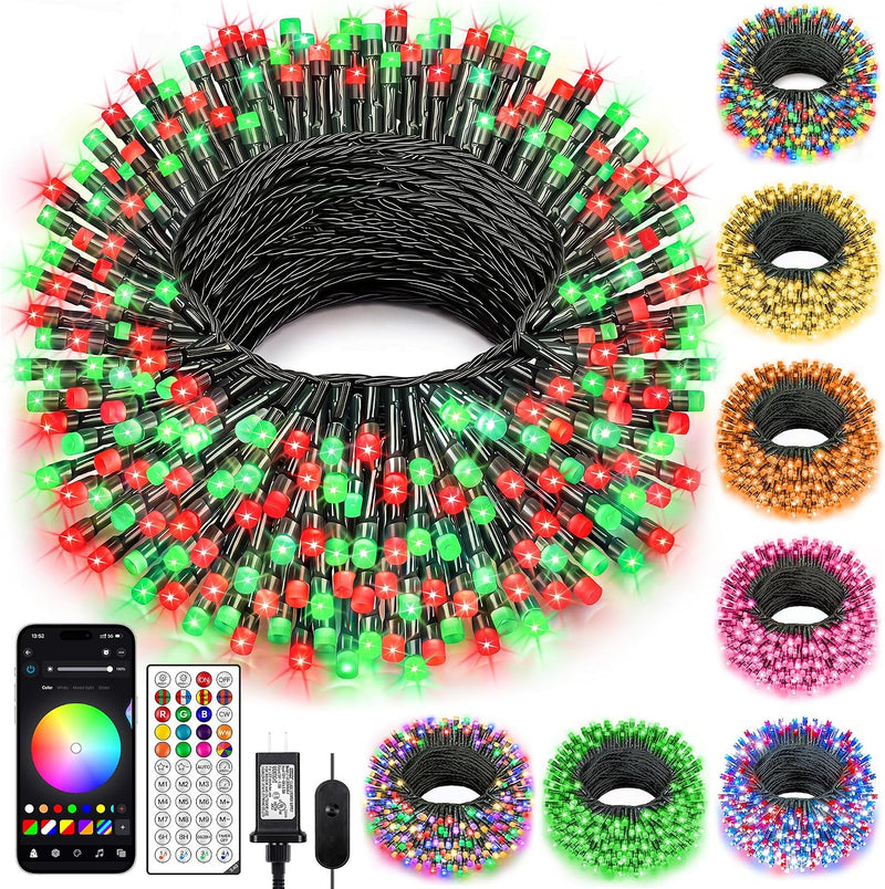 Ollny Luces de Navidad inteligentes, 197FT 600 LED RGBW luz cambian...