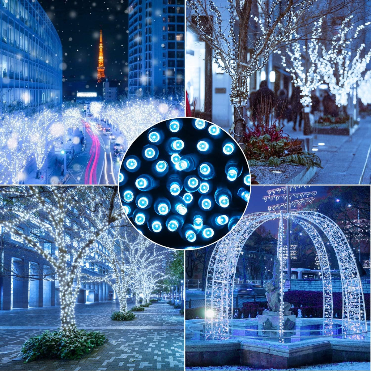 AIDDOMM 100 Unidades Luces LED de Navidad Aguamarina \u2013 50 pies...