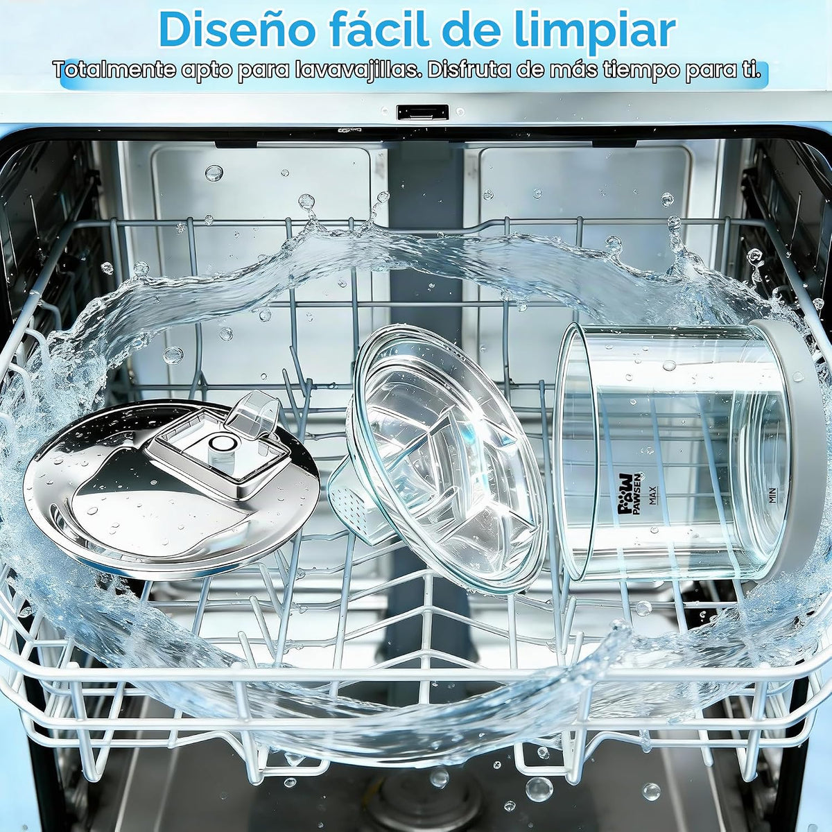 PAWPAWSEN Fuente de agua de cristal para gatos, 70 onzas, apta para...