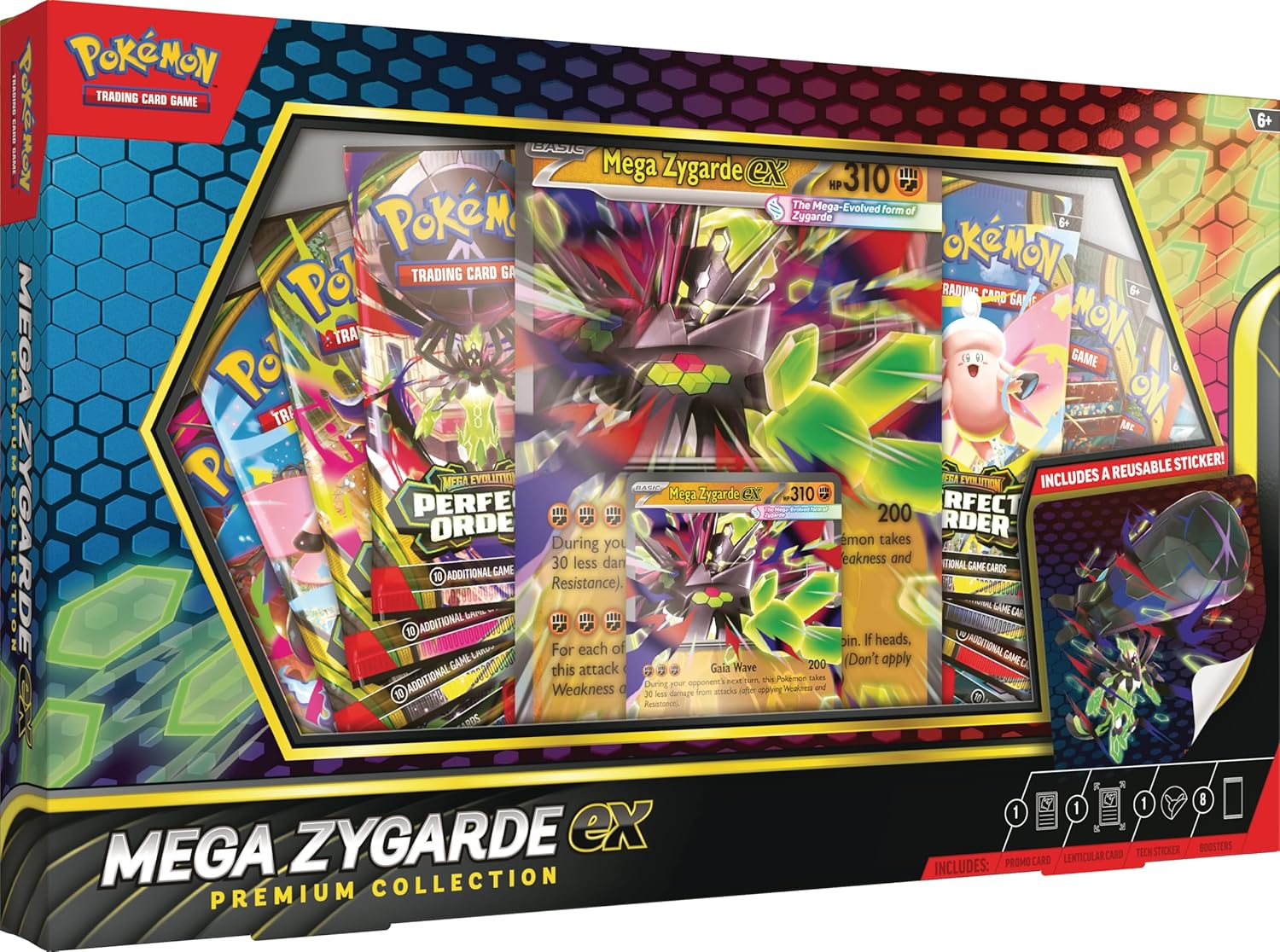 Pokemon TCG: Mega Zygarde ex colección Premium con 8 paquetes de re...