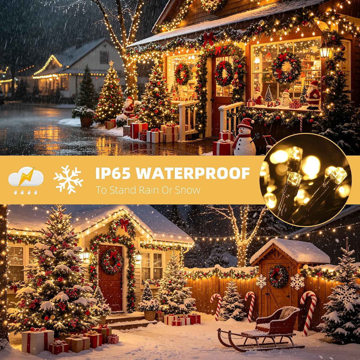 Chuya Luces de Navidad para interiores y exteriores, luces de árbol...