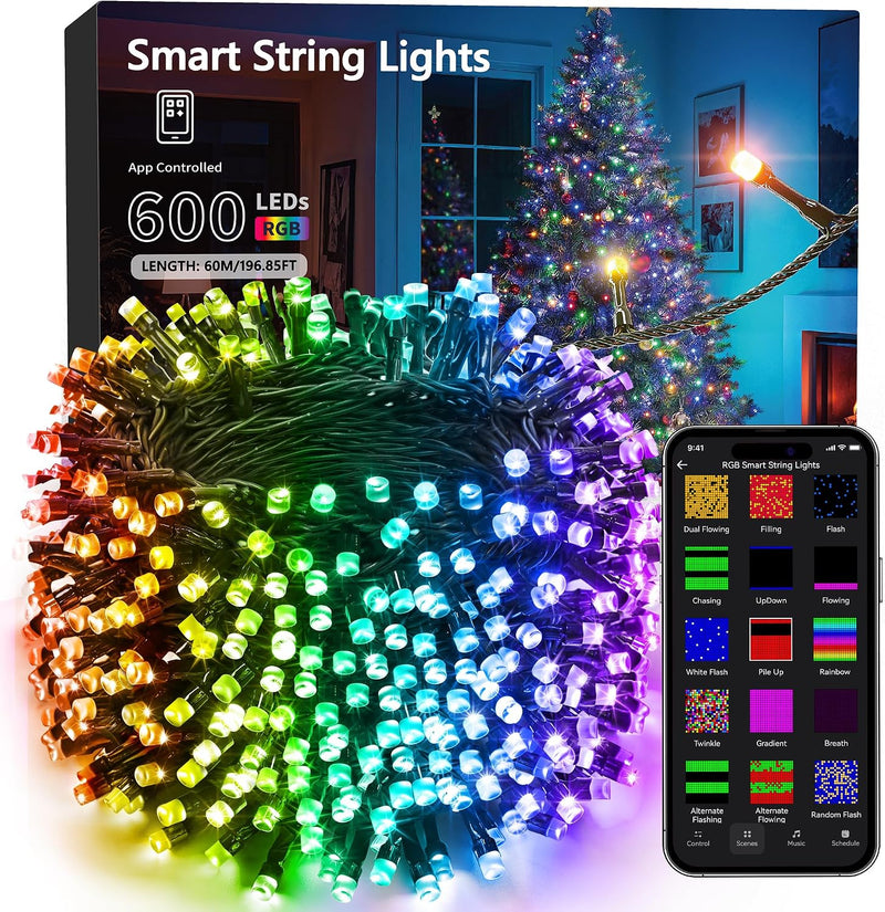 BrizLabs Guirnalda de luces inteligentes de Halloween, 600 luces LE...