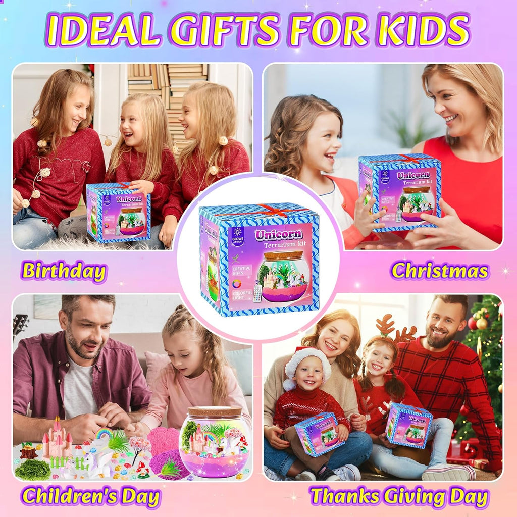 Hannstar Kit de terrario de unicornio iluminado para niñas, regalos...