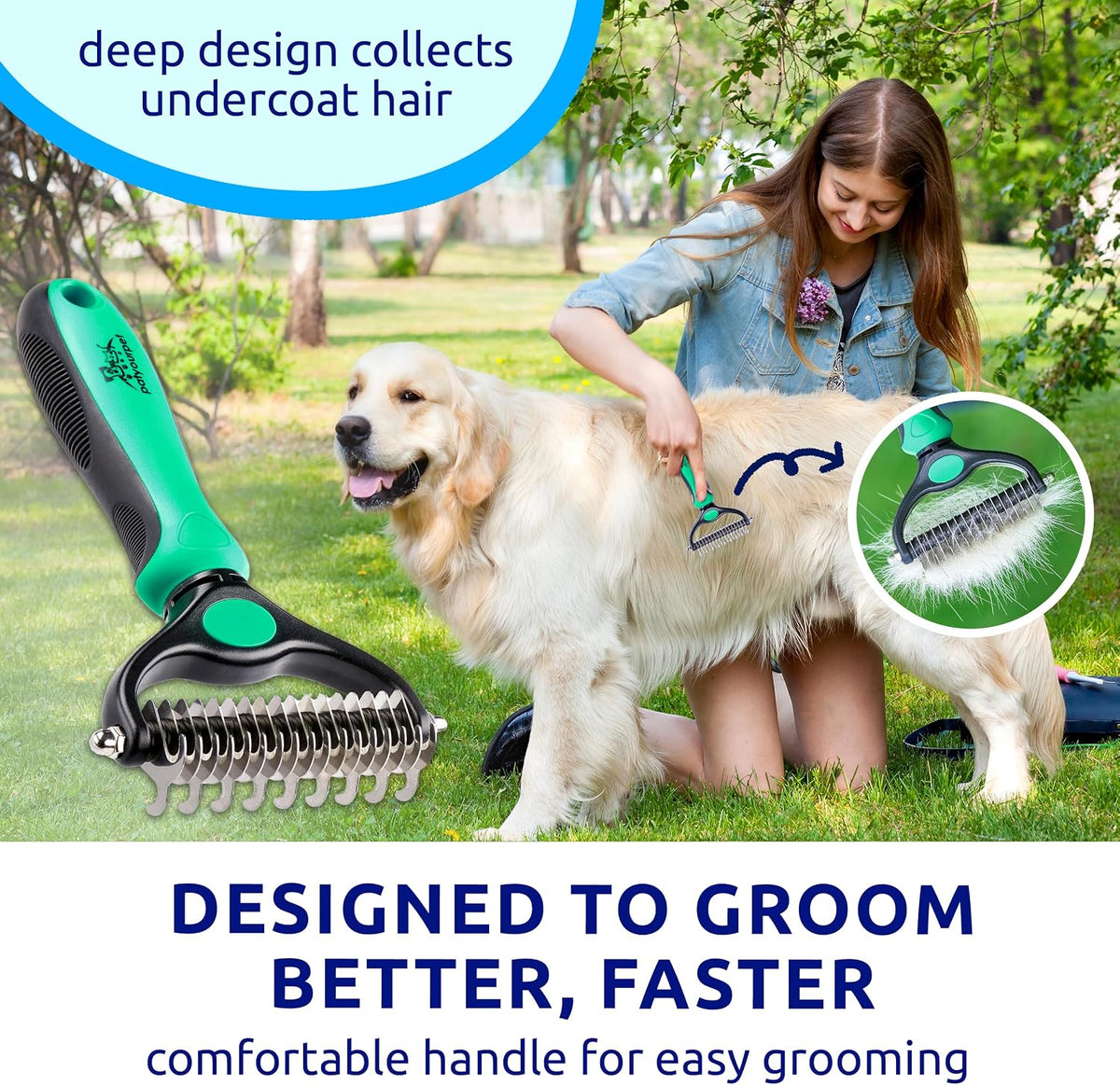 Pat Your Pet Combo de cepillo de deshedding y peine de metal para g...