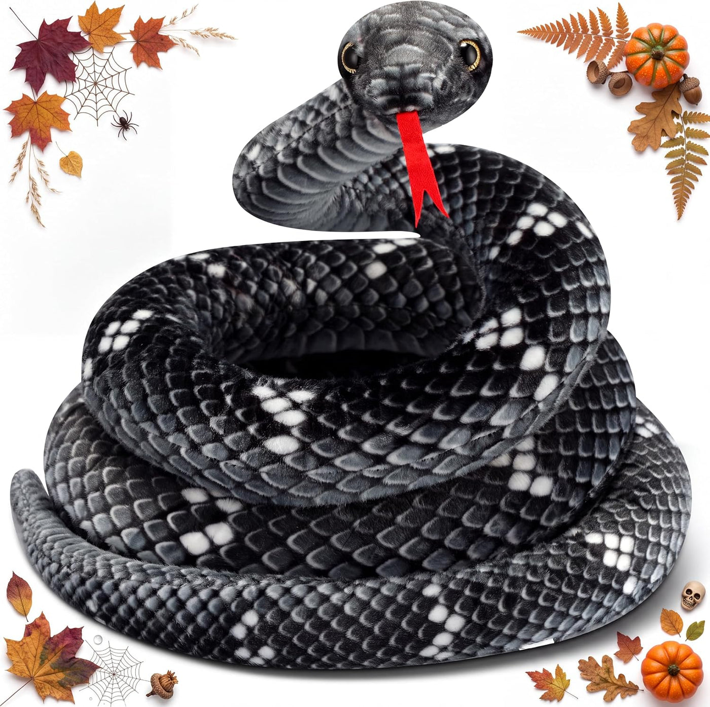 Hiboom Peluche de serpiente gigante de 71 pulgadas, juguete de boa...