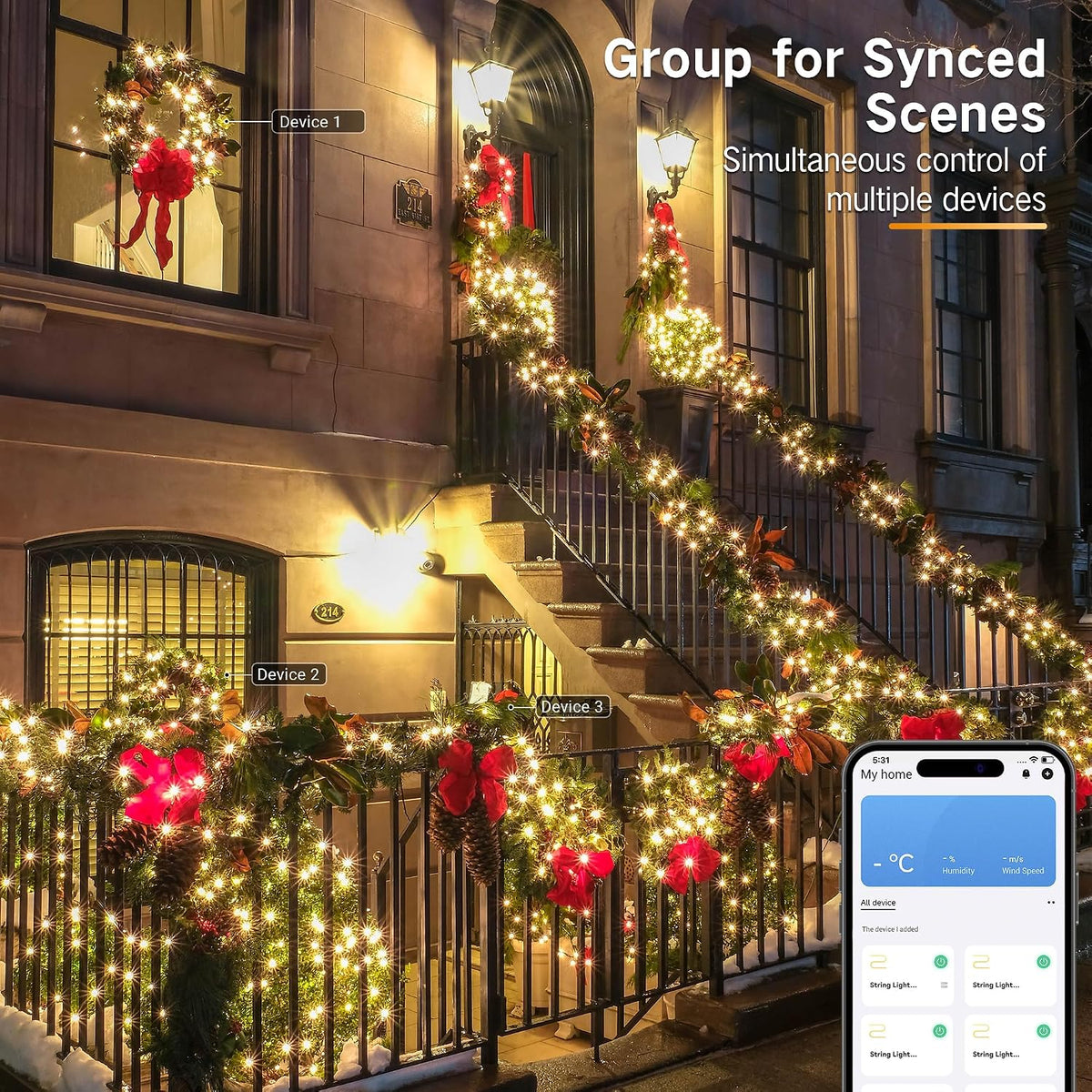 Brizled Guirnalda de luces de Navidad Gentle Twinkle con 100 luces...