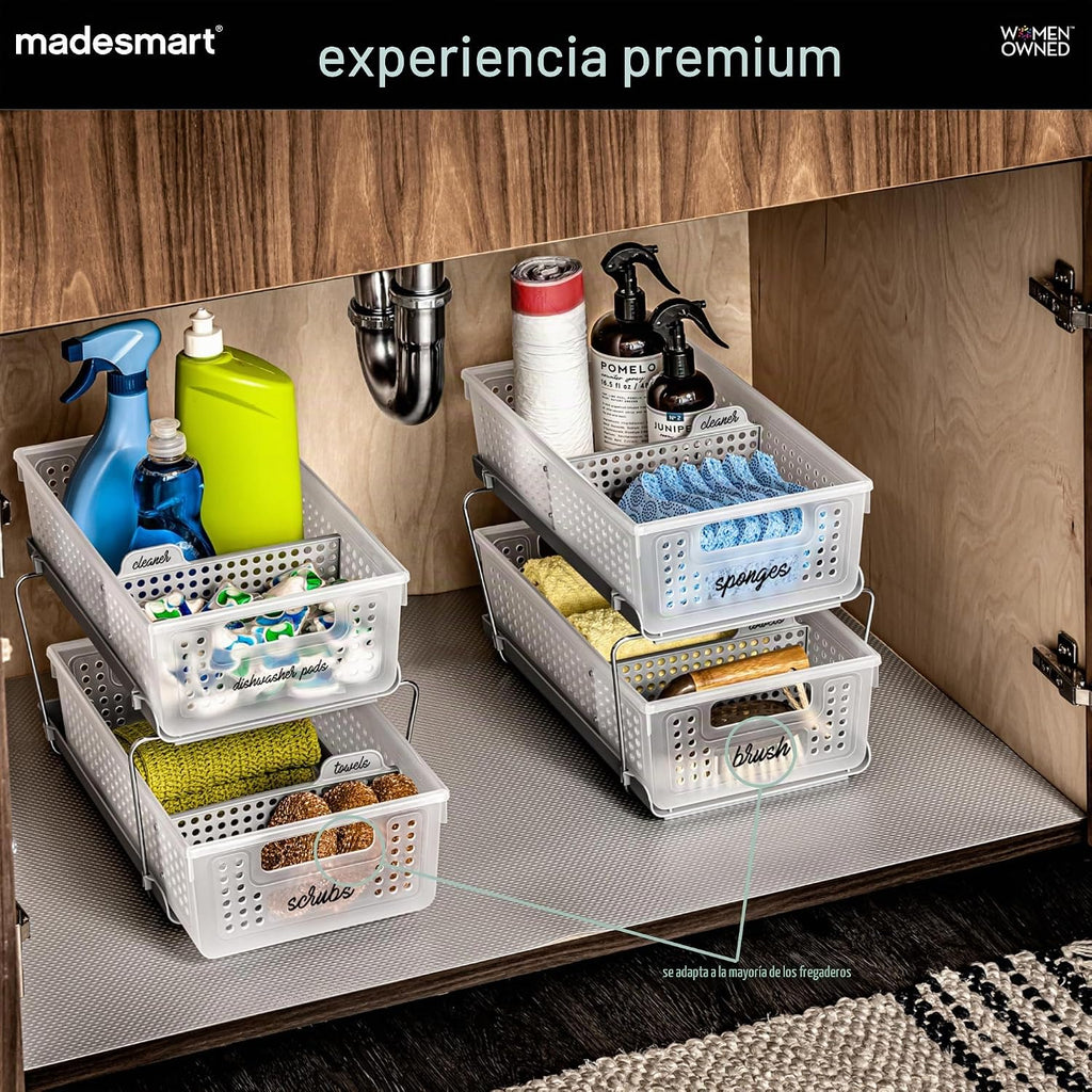 madesmart Organizador de 2 niveles, almacenamiento deslizable para...