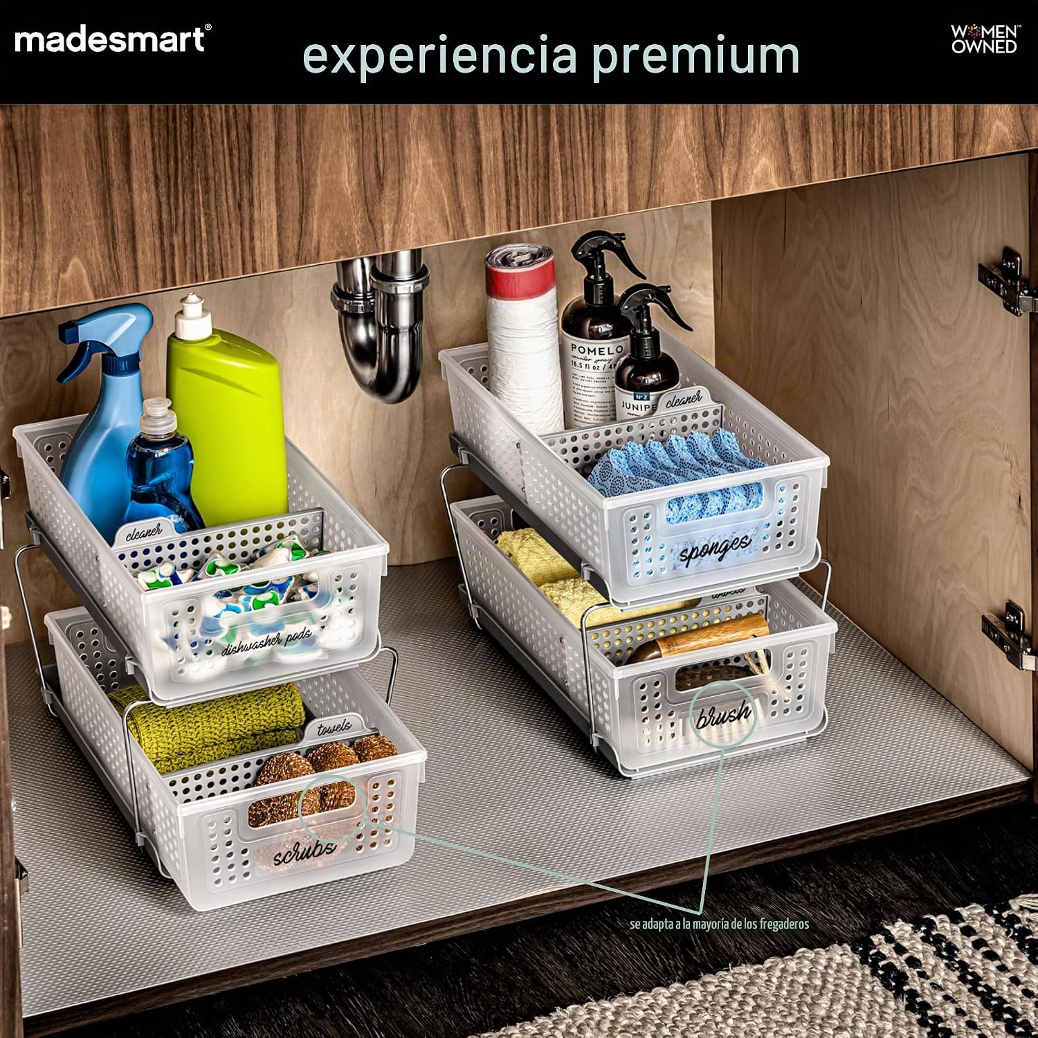 madesmart Organizador de 2 niveles, almacenamiento deslizable para...