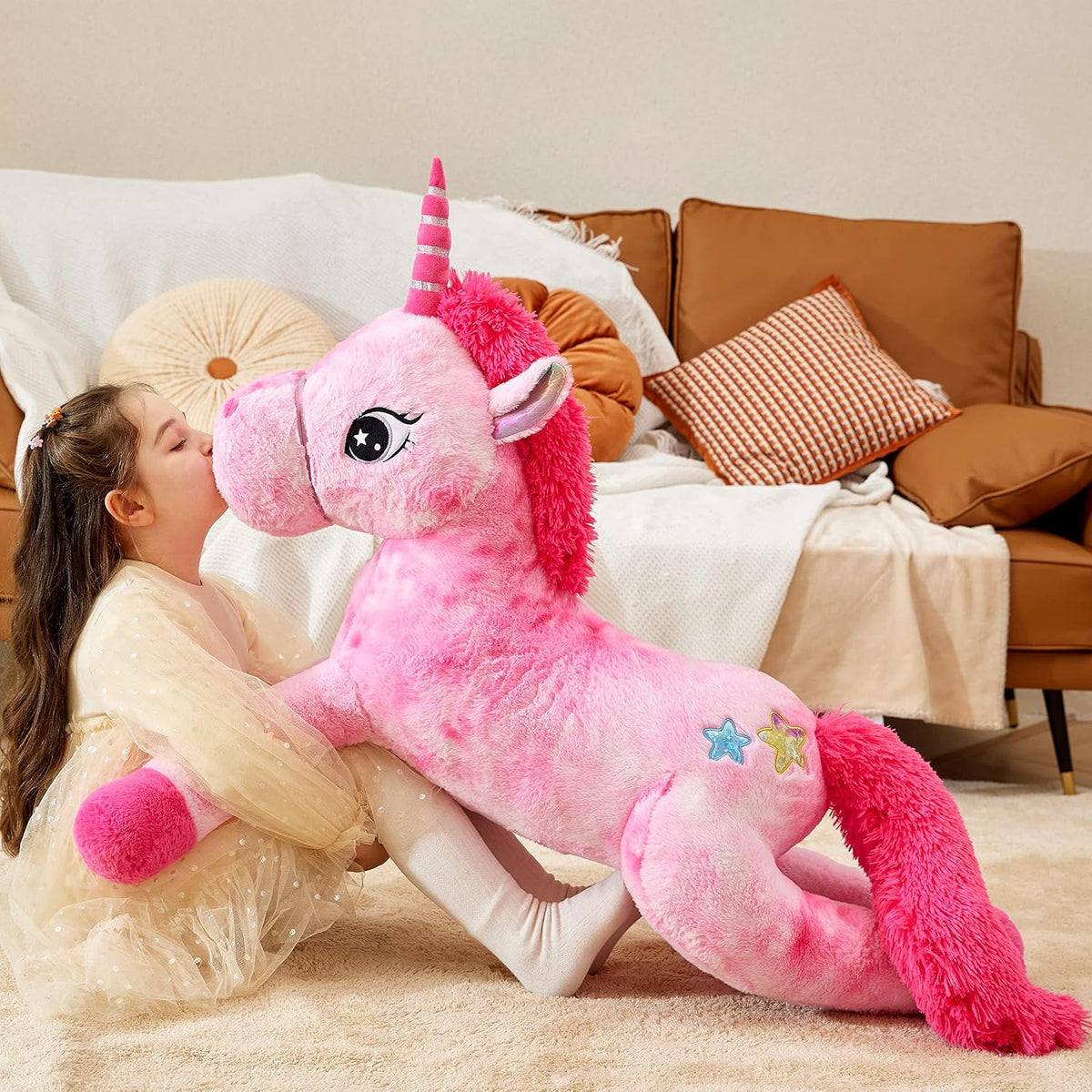IKASA Peluche de unicornio gigante de 43 pulgadas, juguete de peluc...