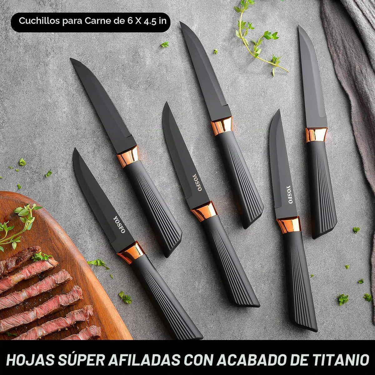 YOSFO - Juego de cuchillos de cocina, 15 piezas con bloque y afilad...