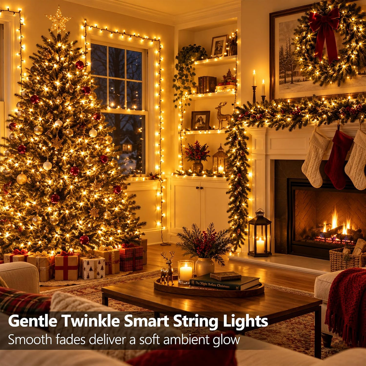 Brizled Guirnalda de luces de Navidad Gentle Twinkle con 100 luces...