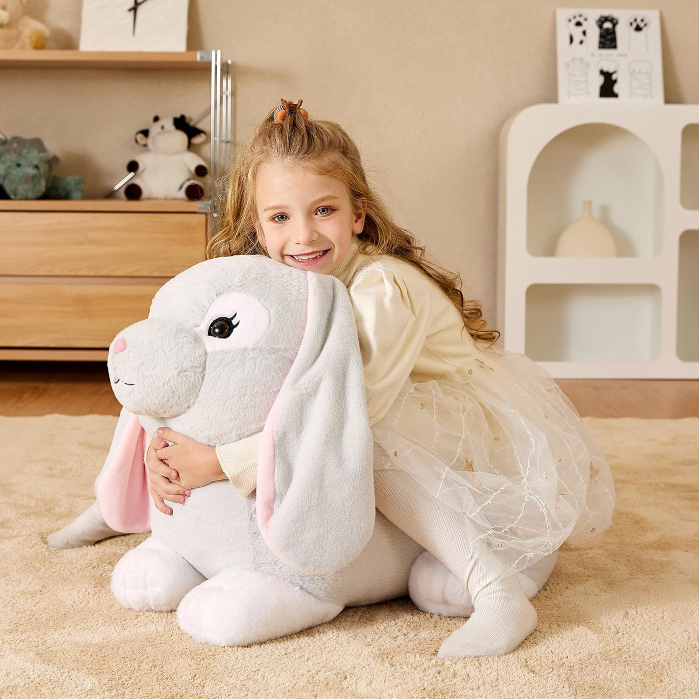 EARTHSOUND Juguete de peluche de conejo gigante, conejito realista...