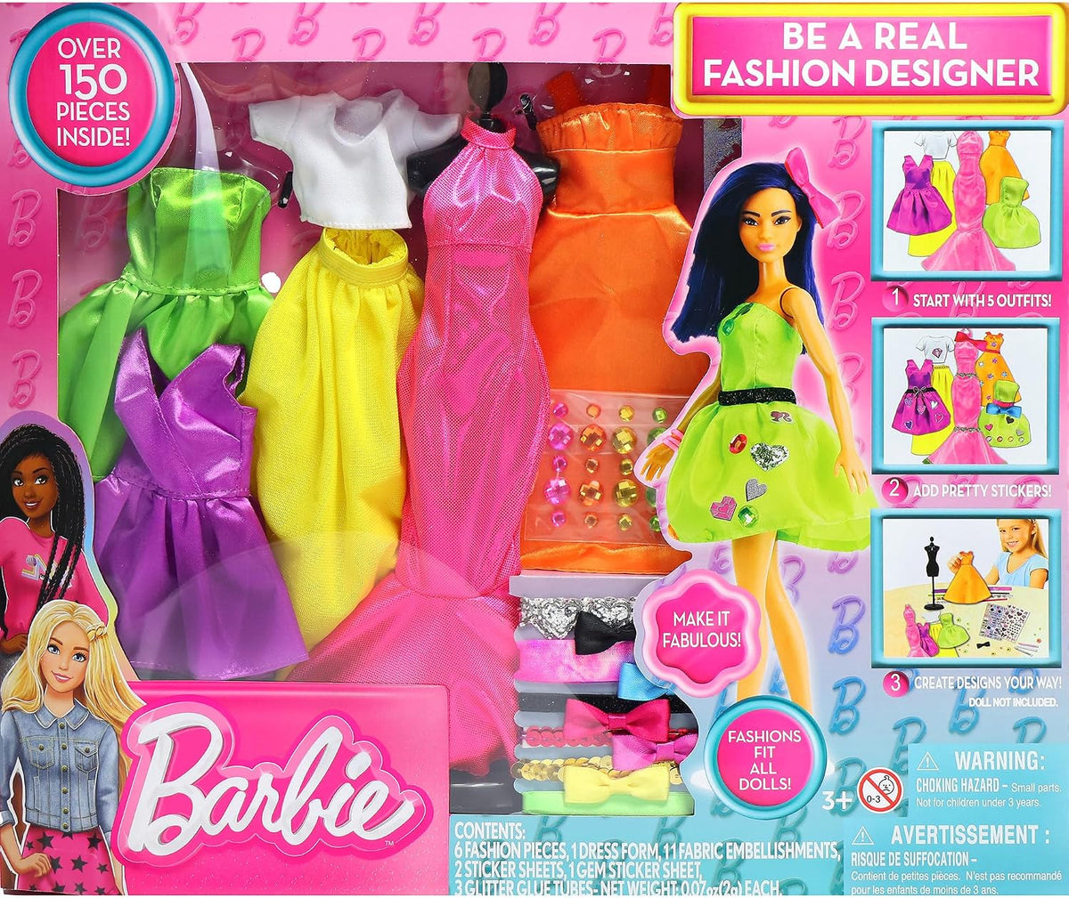 Kit Barbie Be a Fashion Designer: 5 conjuntos y juego de vestir par...