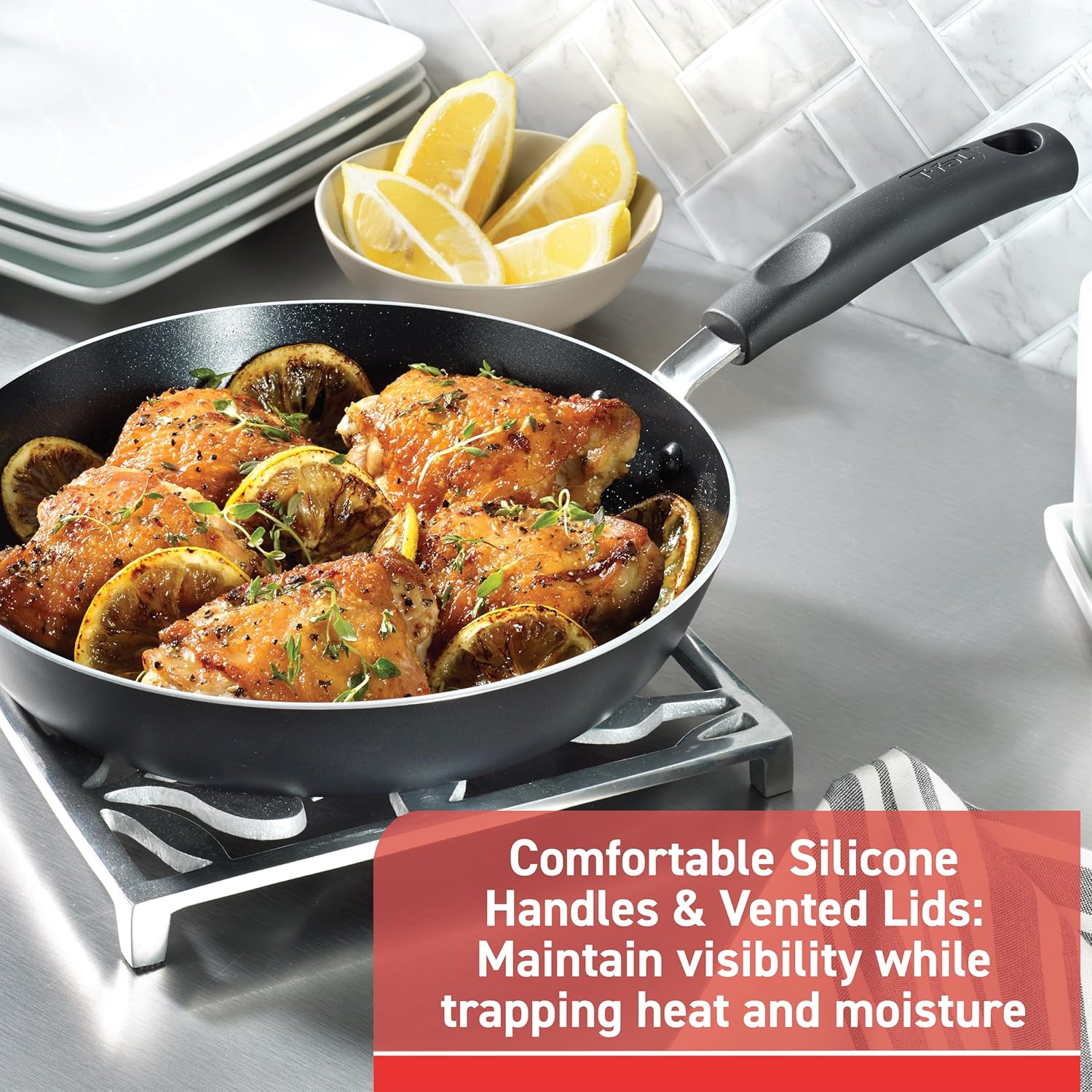 T-fal Signature - Juego de utensilios de cocina antiadherentes de 1...