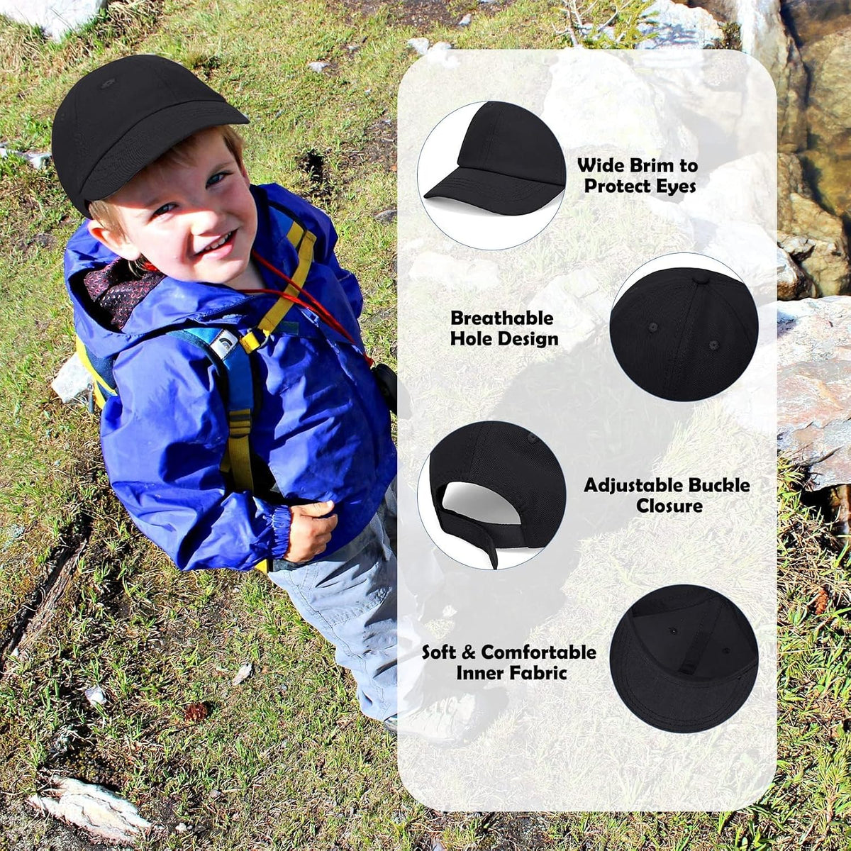 Century Star Gorra de béisbol para niños pequeños, de algodón, ajus...