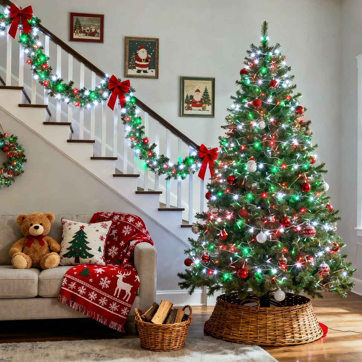 JMEXSUSS 200 luces LED de Navidad rojas, blancas y verdes para exte...