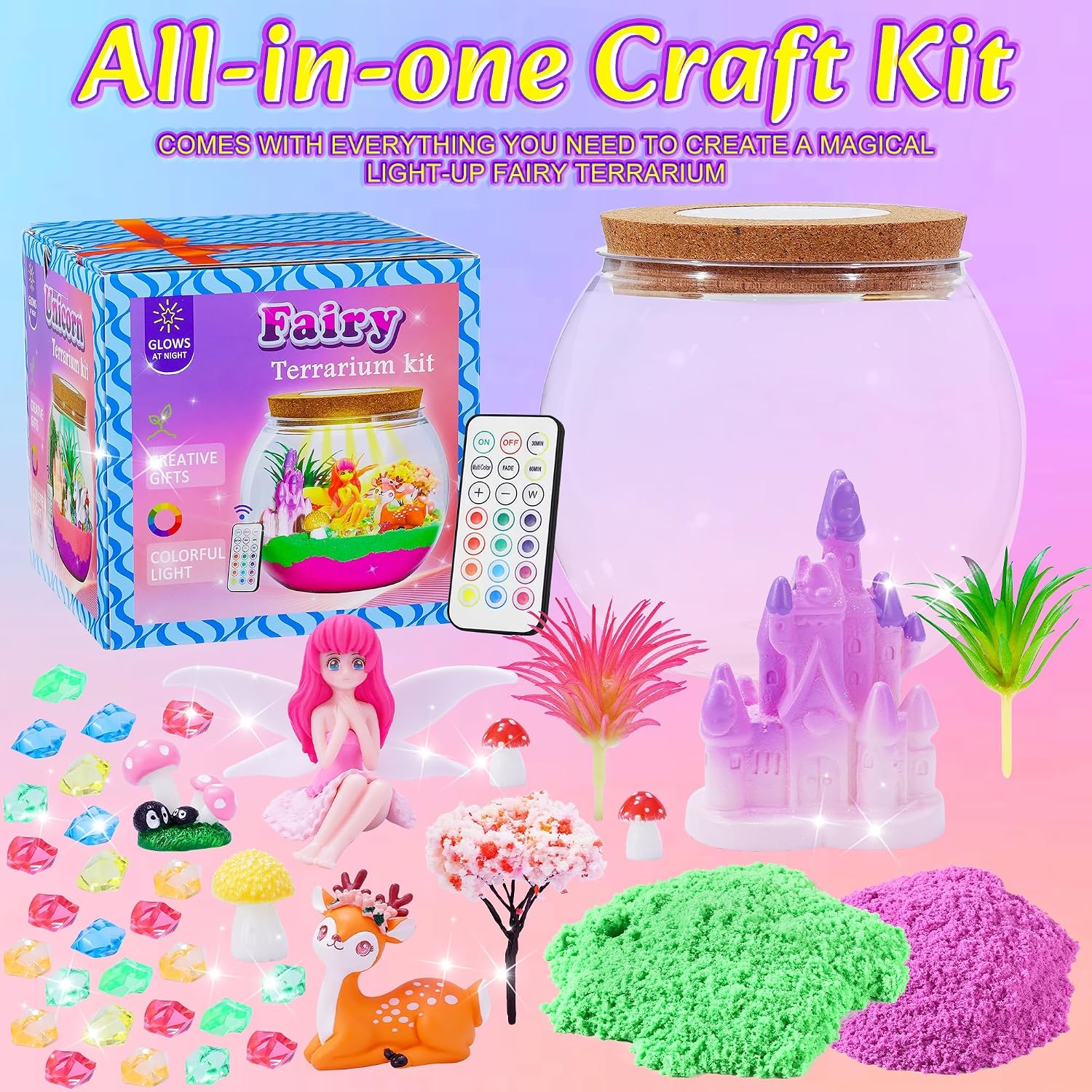 Hannstar Kit de terrario de hadas para niñas – Kit de jardín de had...