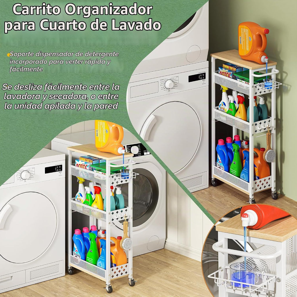 OKZEST Carrito de almacenamiento delgado y rodante, carrito de orga...