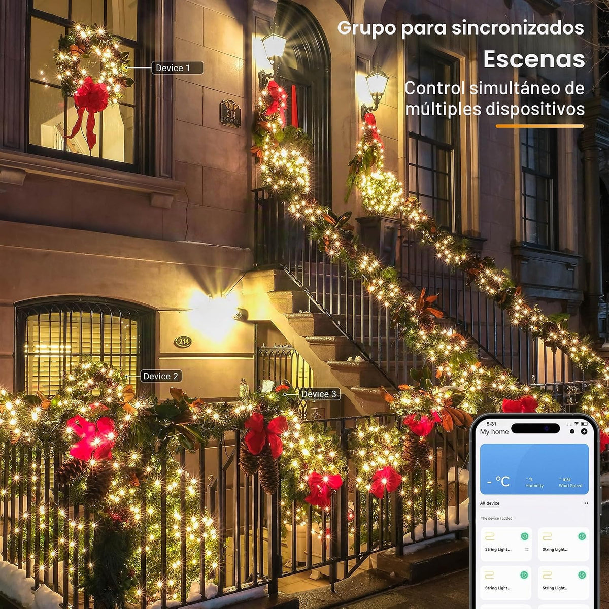 ODEETRONIC Luces Inteligentes para Árbol de Navidad, 98 pies, 300 L...