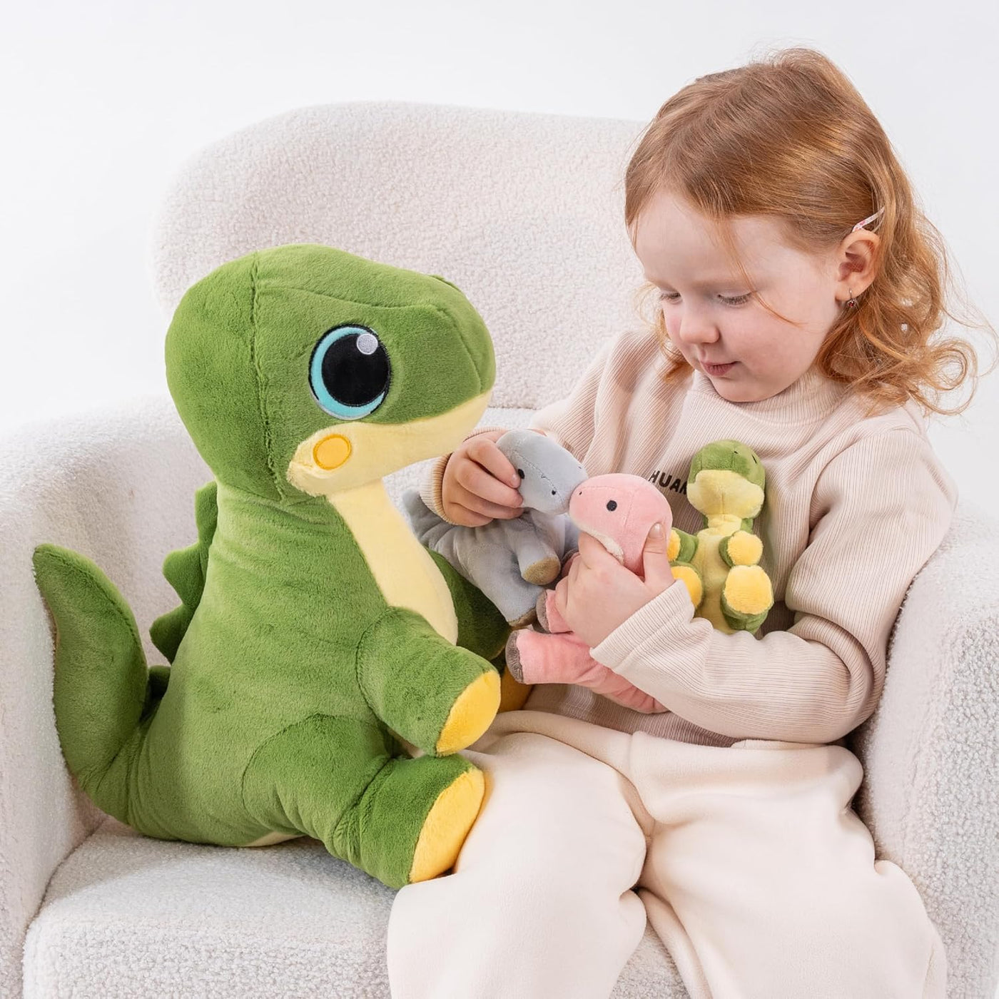 Jrystar Animal de peluche de dinosaurio con bebés, mamá dinosaurio...