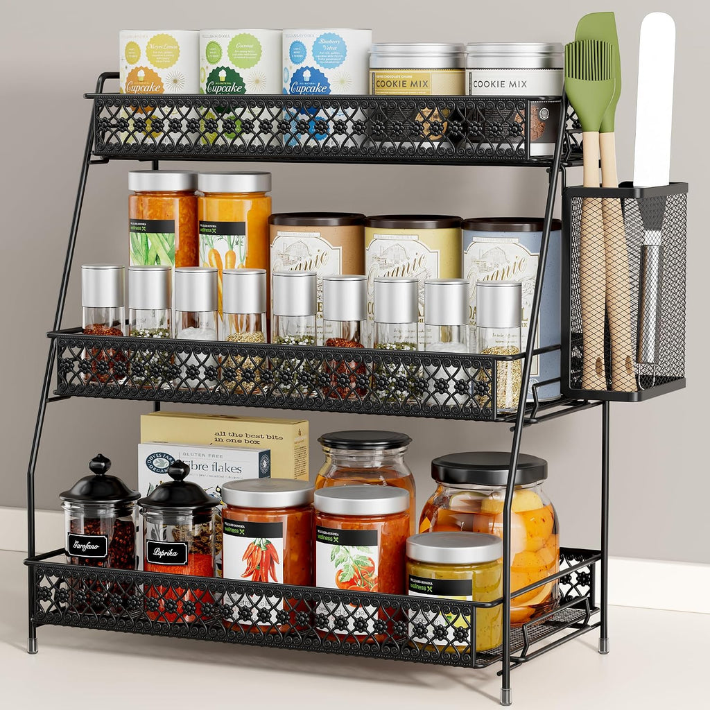 SILUB - Organizador vintage de 3 niveles para encimera de cocina, b...