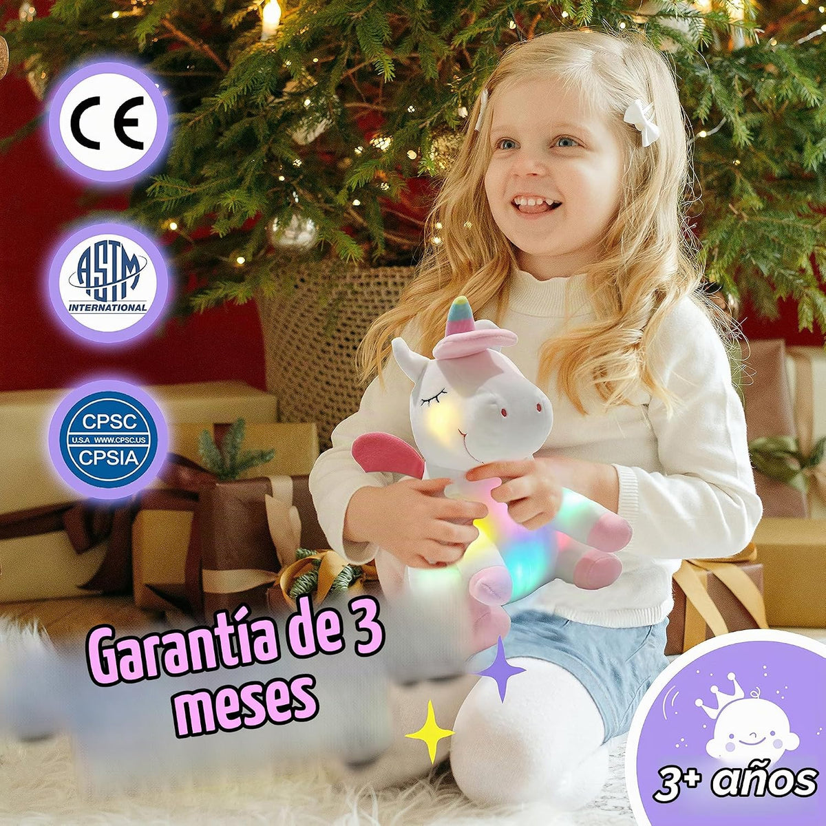 Athoinsu Peluche de unicornio de 12 pulgadas con luces LED colorida...