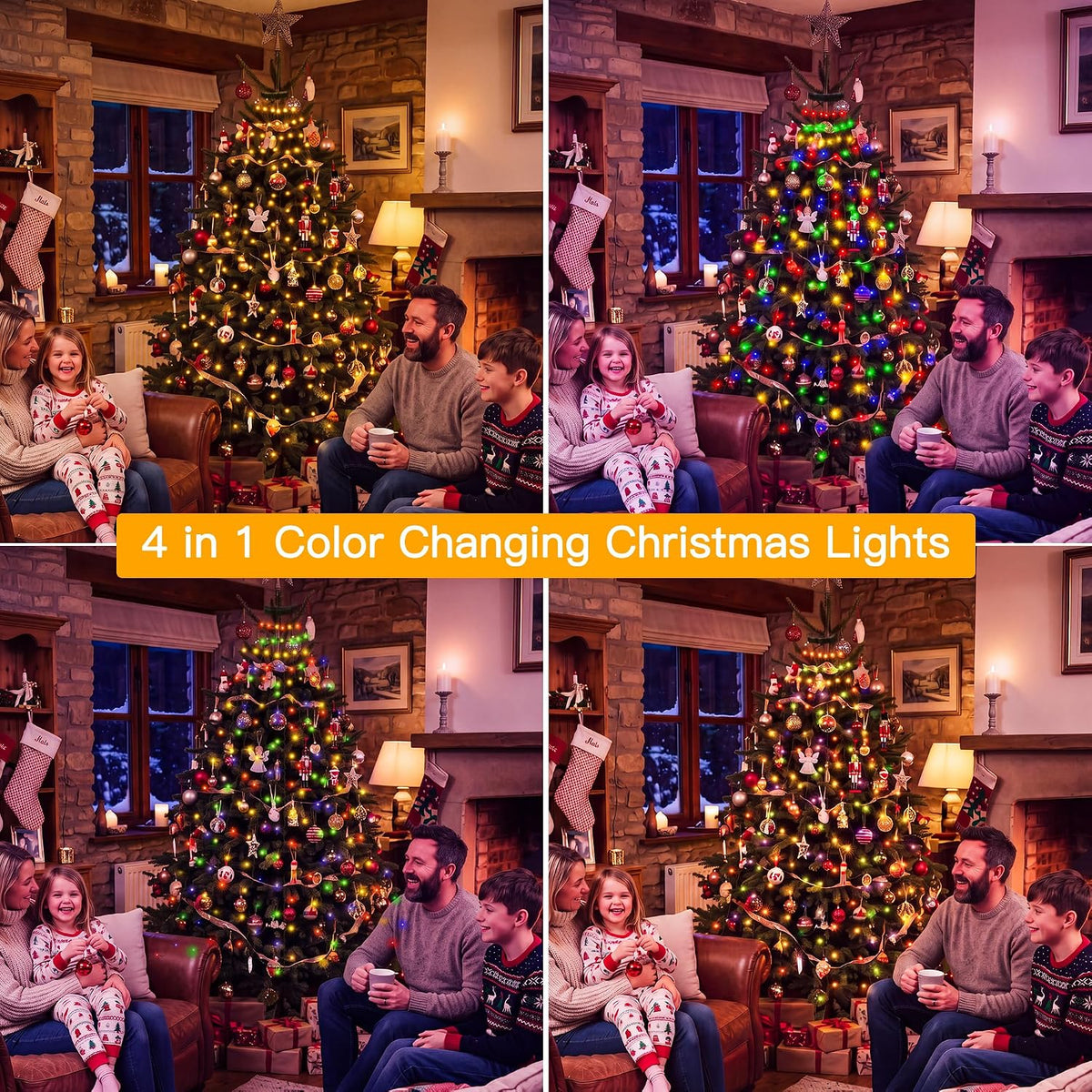 Ollny Luces de árbol de Navidad 400LED 8.2 pies x 16 multicolor y b...