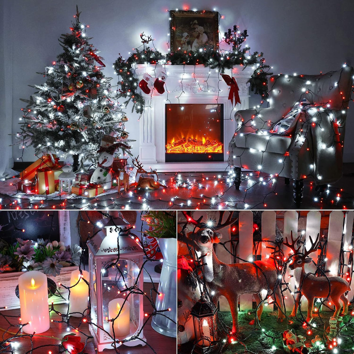 Cadena de luces navideñas rojas y blancas Brizled para interiores y...