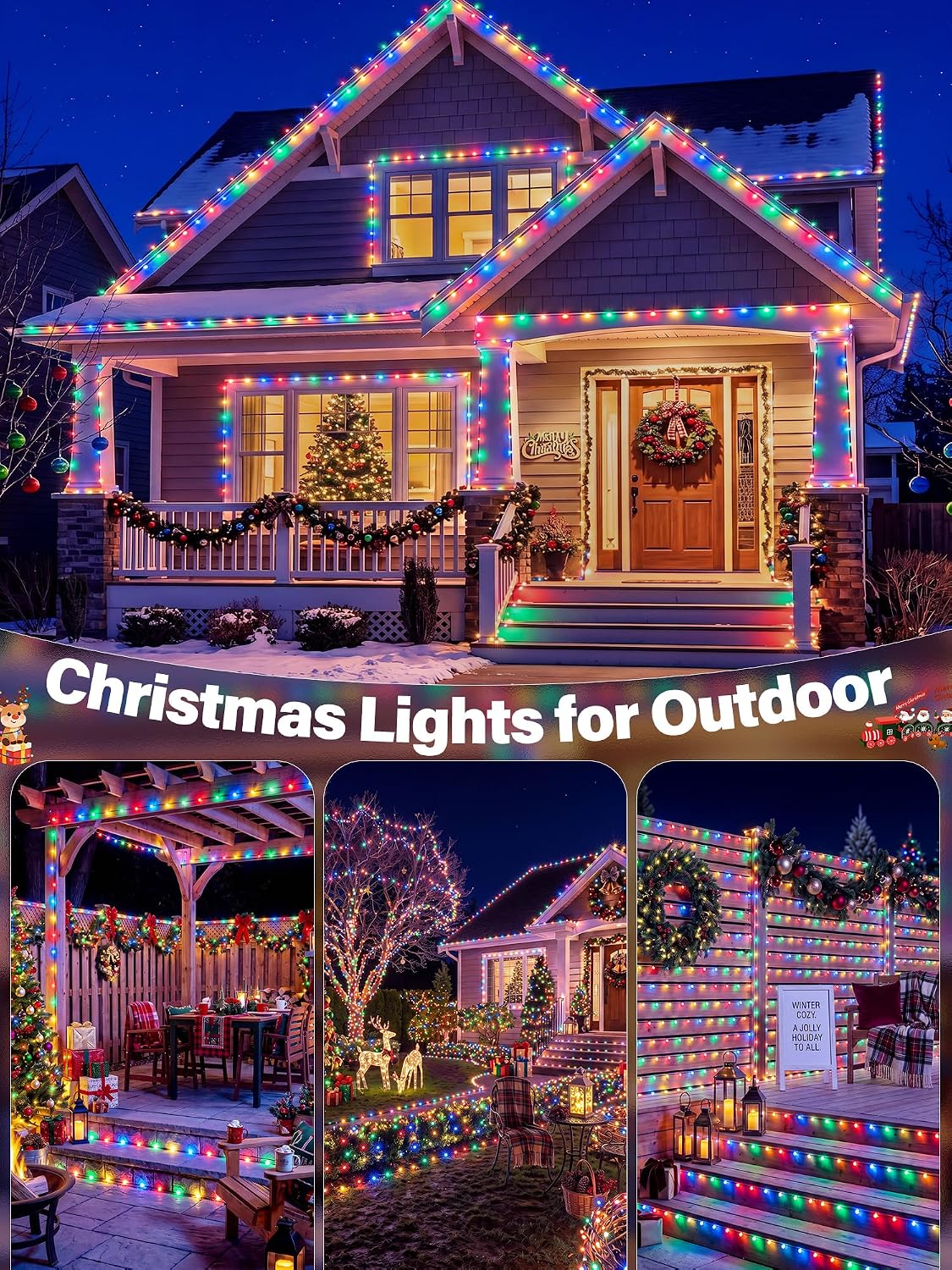 800 luces LED de Navidad de 263 pies IP67 impermeables, multicolor...