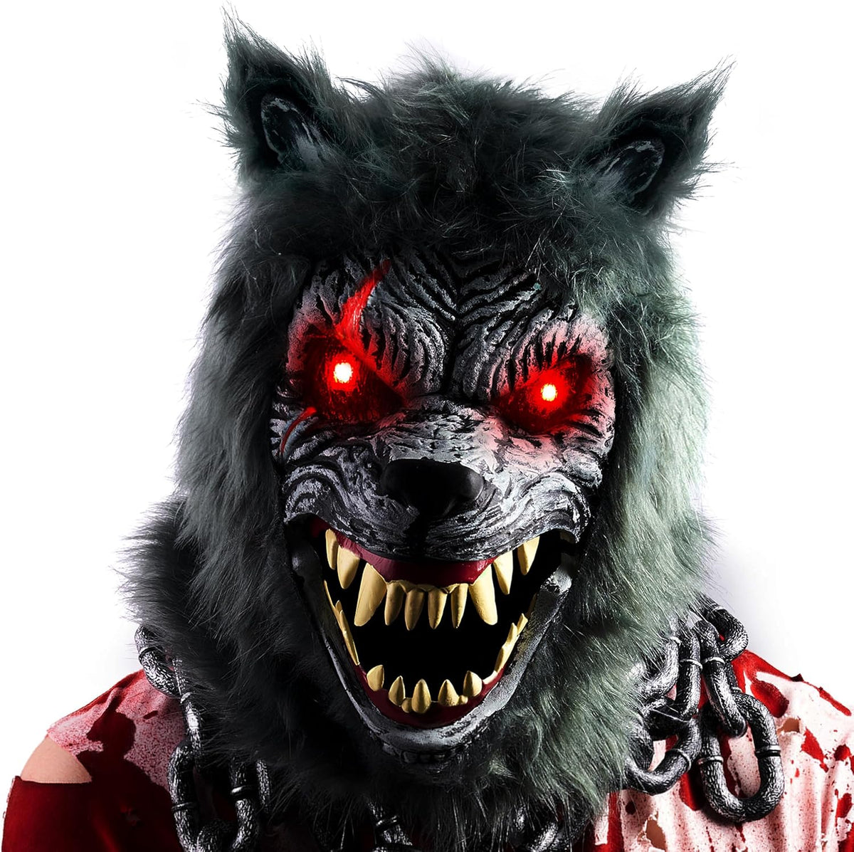 Spooktacular Creations Máscara LED de hombre lobo de Halloween con...