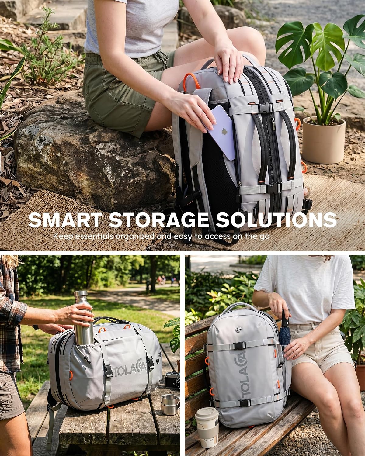 Tolaccea - Mochila de viaje para laptop, mochila de transporte para...