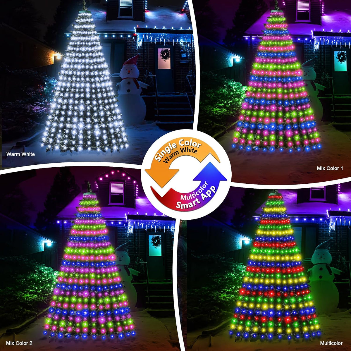 Anillo de 30 modos de luces para árbol de Navidad para interiores y...