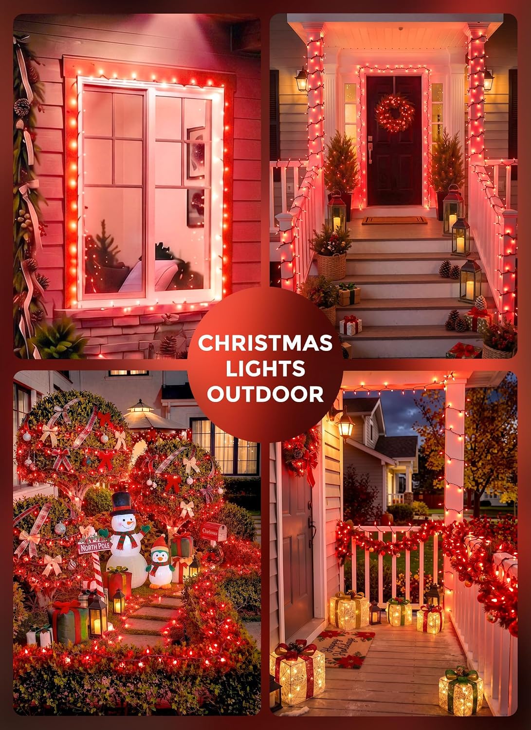 Minetom Luces de Navidad rojas, 100 unidades, bombilla incandescent...