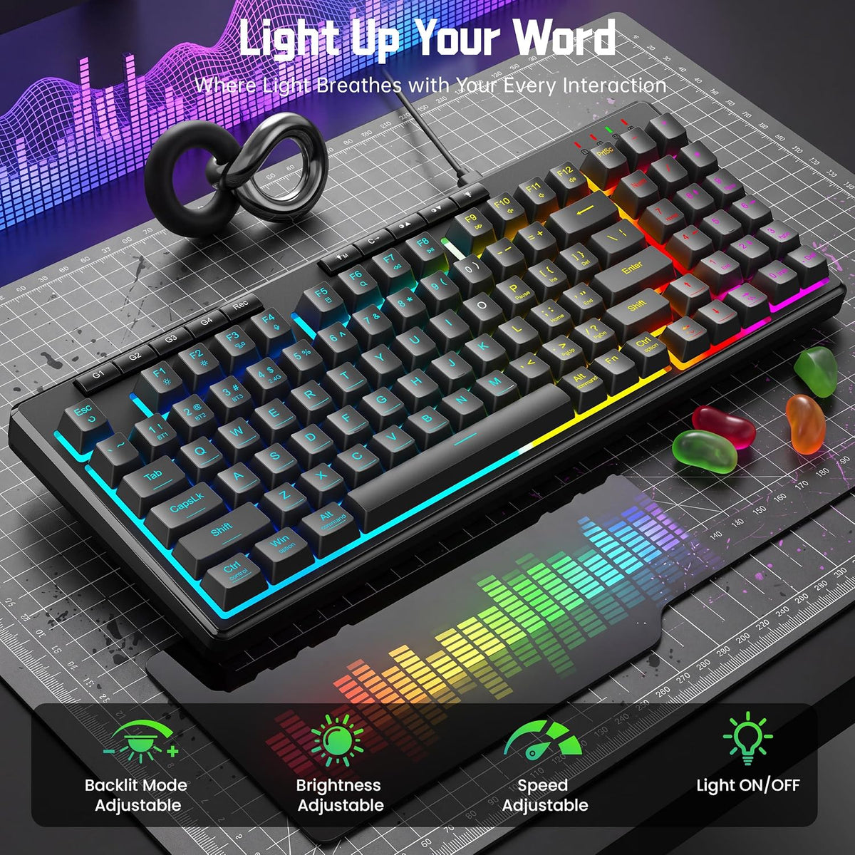 Redragon K517 Pro Teclado para juegos con cable, retroiluminación R...