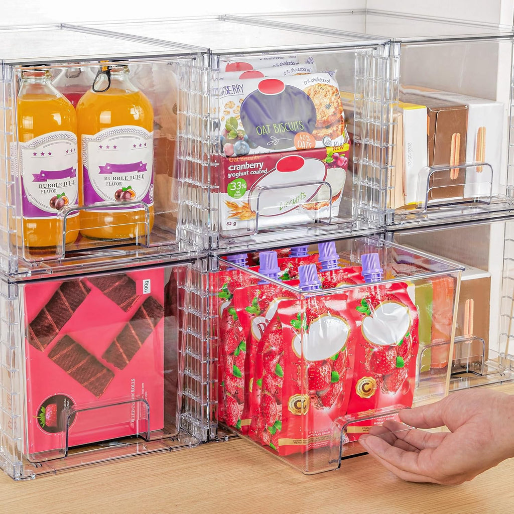 Vtopmart Paquete de 4 cajones grandes apilables de almacenamiento,...